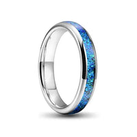 Thumbnail for Silver and Blue Opal 4mm Ladies Tungsten Carbide Ring