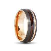 Thumbnail for Black Tungsten Carbide Ring, Rose Gold Strip, Brushed