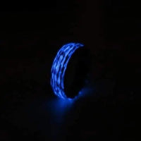 Thumbnail for Glow in the dark mens wedding ring with fordite material inner band