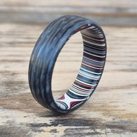 Thumbnail for Fordite wedding ring made from glow powder and carbon fibre ideal for wedding and engagement