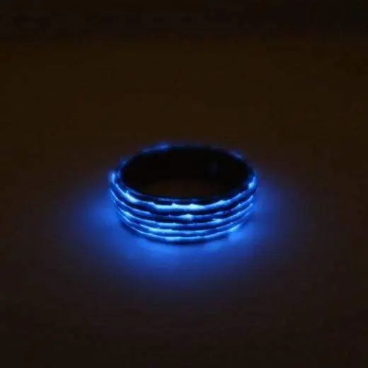 Carbon Fibre Ring with Blue glow powder and wood inner band