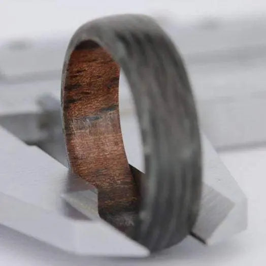 Wood Ring with Carbon Fibre Ring outer layer and glow powder