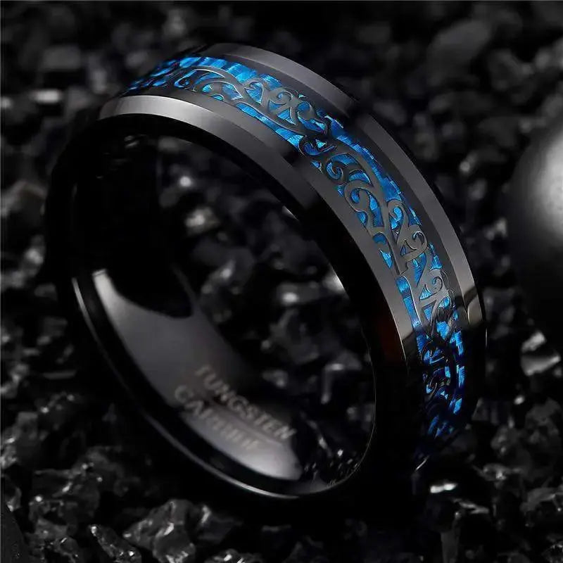 Celtic Blue Black Carbide Ring