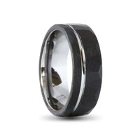 Thumbnail for Black Brushed Hammered Tungsten Carbide Ring