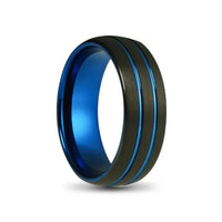 Thumbnail for Black and Blue Two Grooved Tungsten Carbide Ring