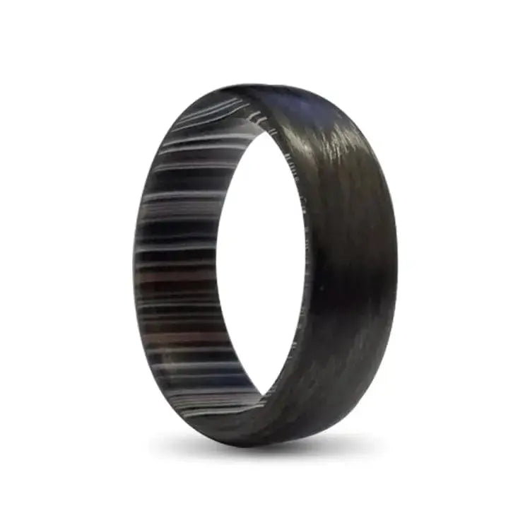 6mm Carbon Fibre Ring with Fordite Inner band
