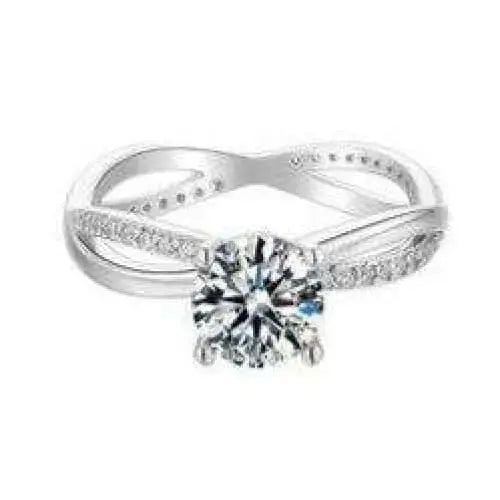 Silver 1ct Moissanite Engagement Ring Zircon stone on Band
