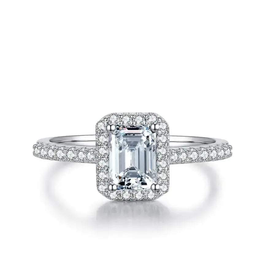 1ct Emerald Cut Moissanite Ring