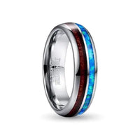 Thumbnail for Tungsten carbide ring split with wood and blue