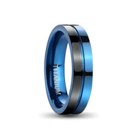 Thumbnail for 5mm Polished Blue Titanium Ring Polished Black Inlay