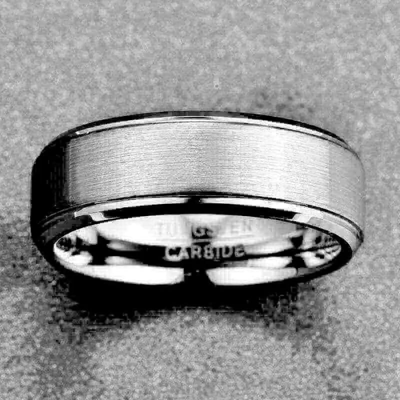 Orbit Rings Tungsten Carbide Planet Silver