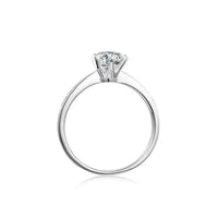 Thumbnail for Moissanite Solitaire Silver Engagement Ring Pave setting on band