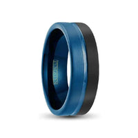 Thumbnail for Two-Tone Black and Blue Tungsten Carbide Ring