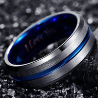 Thumbnail for Orbit Rings Tungsten Carbide Silver Stream Blue
