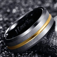 Thumbnail for Orbit Rings Tungsten Carbide Silver Stream Gold