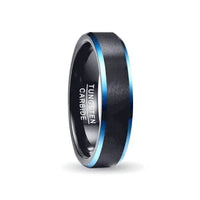 Thumbnail for Orbit Rings Tungsten Carbide 7 / Dark Blue Starlight Blue Slim