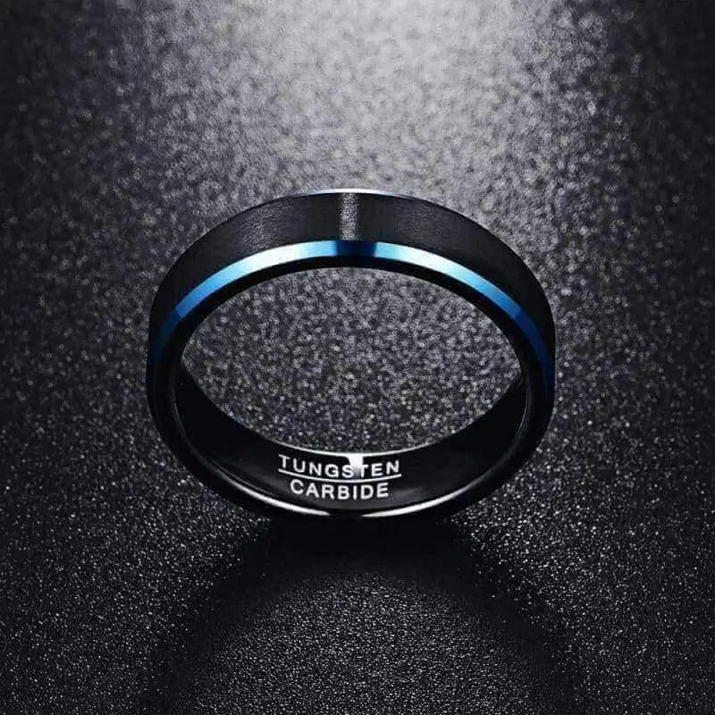 Orbit Rings Tungsten Carbide Starlight Blue Slim