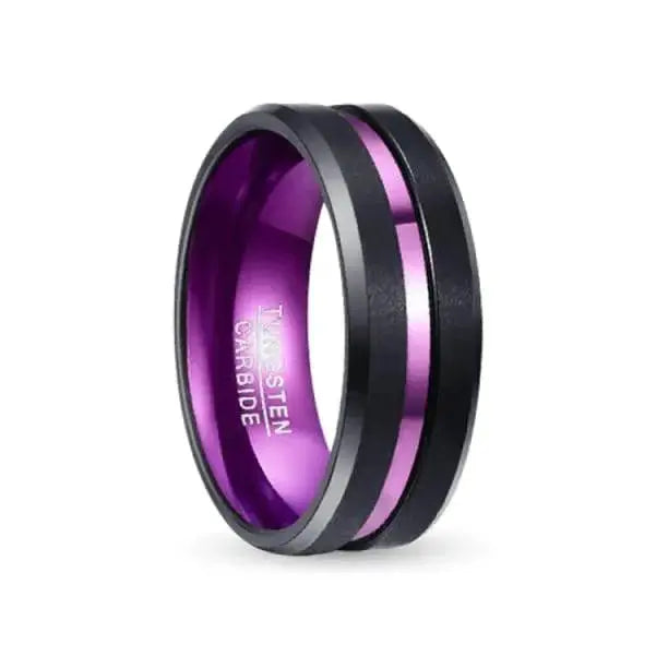 Tungsten Carbide ring with purple inlay