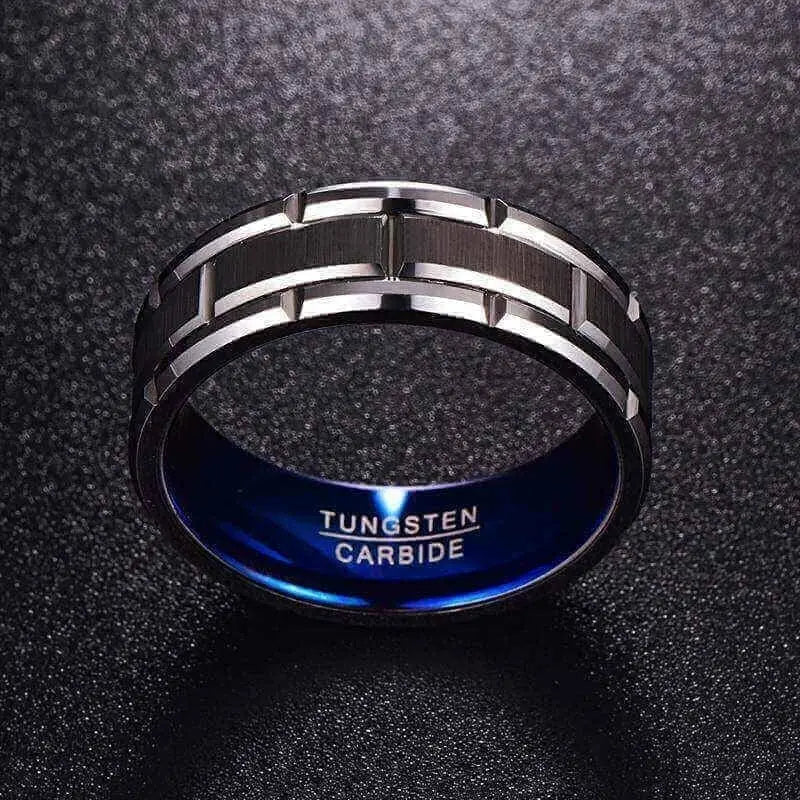 Orbit Rings Tungsten Carbide Terra Blue