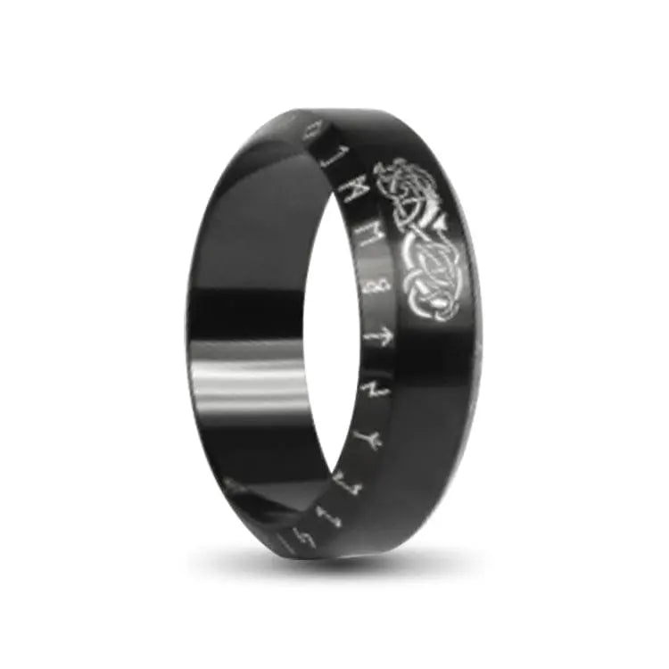 Nordic Black Emblem Stainless Steel Ring